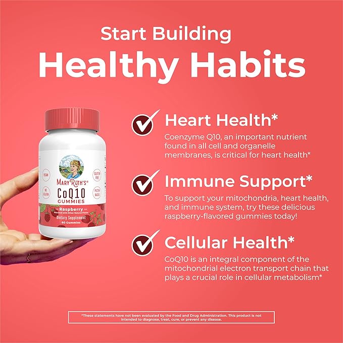 MaryRuth Organics CoQ10 | 1 Month Supply | CoQ10 Gummies | CoQ10 Supplements for Adults| Gummy Supplements for Heart Health & Cellular Energy | Vegan | Non-GMO | Gluten Free | 60 Count