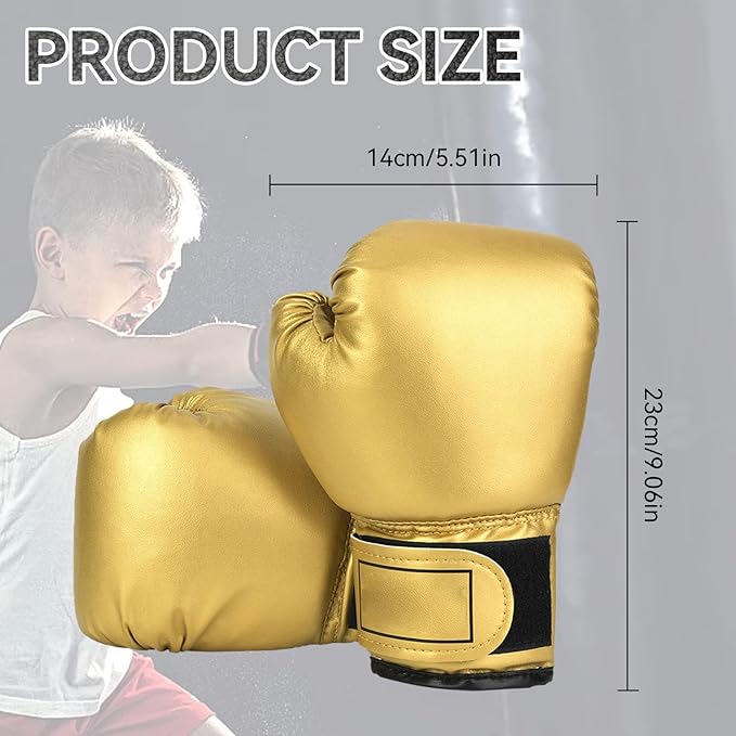 Boxing Gloves, PU Leather Taekwondo Gloves Professional Fighting Children Boxing Training Gloves Thickened Punching Sparring Training Mitts for Kids