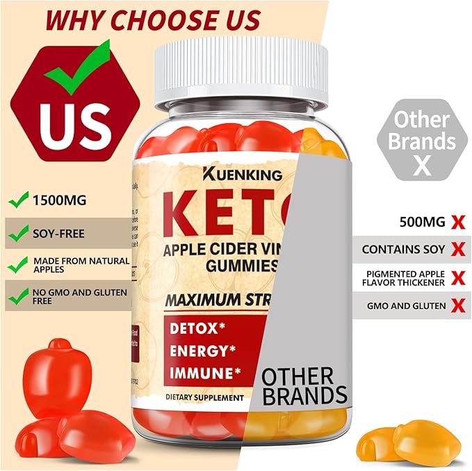 Keto ACV Gummies Advanced Formula, Apple Cider Vinegar Gummies Formulated with Pomegranate Beet Juice Powder B12, 1500MG Vegan Non GMO (120 Count)