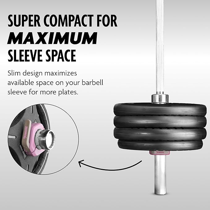 DMoose Fitness Barbell Clips 2" (Pair) - Quick Release Olympic Barbell Clamps & Collars with Anti Slip TPR Lining for Secure Weightlifting & Powerlifting - Weight Clips for Bars at Home or Gym
