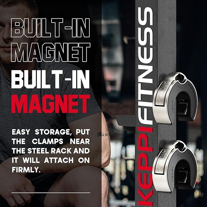 Barbell Clips, C-Shape Barbell Clamps for Weight Lifting Bar, Fast Lock/Removal Weight Clips Barbell Collars 2 Inch Olympic Gym Equipment
