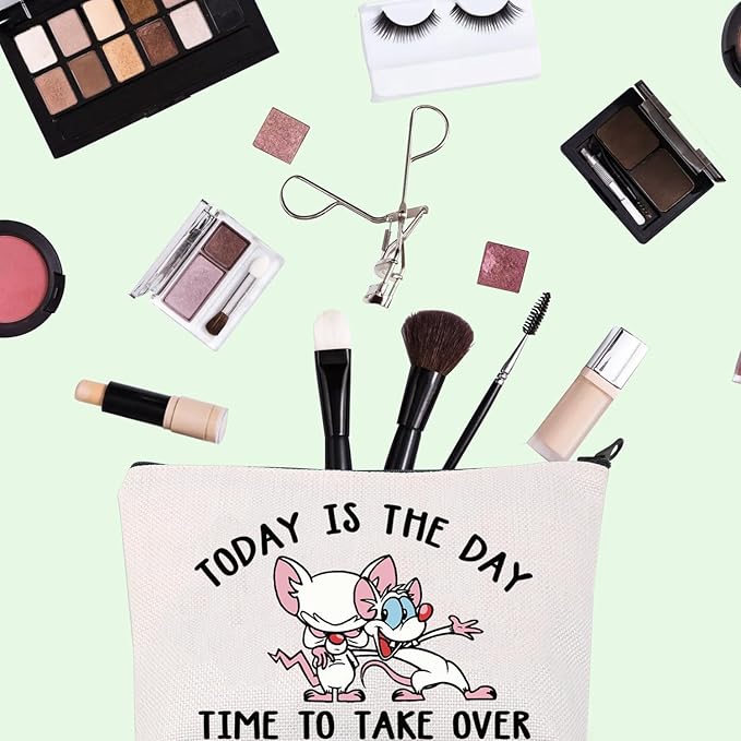 FOTAP Cartoon Characters Lover Gift Comedy Anime TV Series Makeup Bag Rat Brain Cosmetic Bag BFF Gift (THE WORLD)