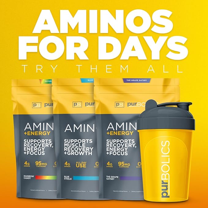 Aminos | 4g of Free-Form Amino Acids, Beta-Alanine, 0 Sugar & 60 Servings (Blue Steele)