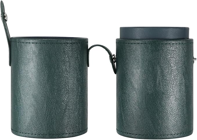 Portable Makeup Brush Case,Pu Leather Makeup Brush Holder with Button,Travel Cup Storage Dustproof Makeup Cosmetic Bags for Women (Dark green)