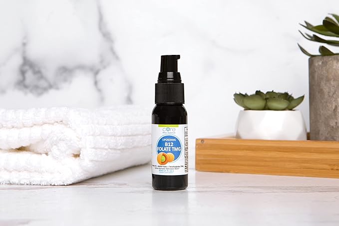 Core Med Science Liposomal B12 Folate TMG Liquid Spray Supplement for Women & Men - Supports Mood, Cognitive, & Heart Health - Vitamin B9 & Betaine for Homocysteine Levels & Methylation Cycle, 1 Fl Oz