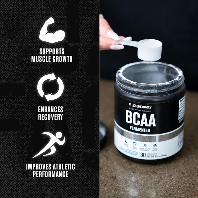 BCAA Powder (Fermented) - 6g Branched Chain Essential Amino Acid Supplement for Improved Muscle Recovery, Reduced Fatigue, Increased Strength, and Muscle Growth - 30 Servings, Fruit Punch