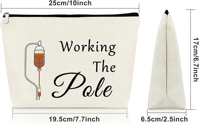 Sazuwu Nurse Practitioner Gifts for Women Funny Makeup Bag Nurse Appreciation Week Gifts Working the Pole Thank You Graduation Birthday Cosmetic Travel Bag