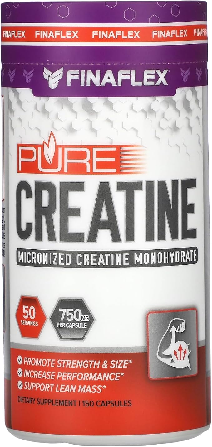 FINAFLEX Pure CREATINE - 150 Capsules - Promotes Muscular Strength, Size & Performance - 100% Pure, Micronized Creatine Monohydrate - 50 Servings