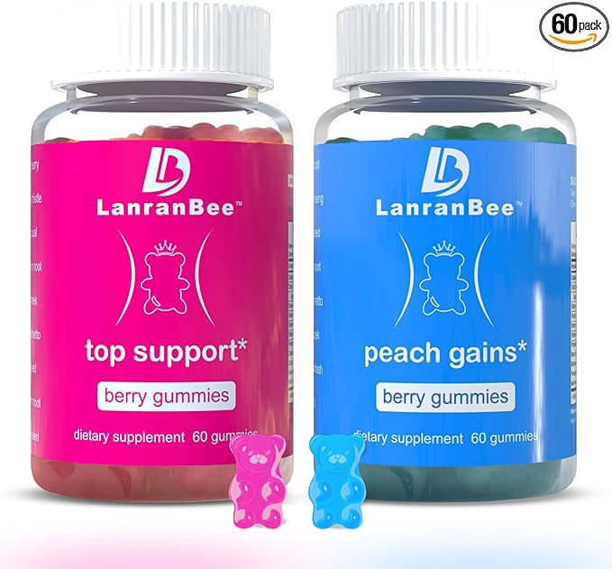Booty Gummies & Chest Surpport Gummies for Women | Workout Enhancement | Vitamins for Women | Essential Herbs | Multivitamins |Berry Flavored |Womens Fitness Supplement