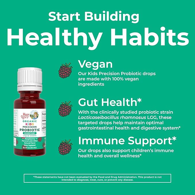 MaryRuth Organics USDA Organic Liquid Kids Probiotic Drops | Digestive Health | Gut Health | Kids Immune Support Supplement | Overall Health and Wellness | Non GMO | Vegan | 30 Servings