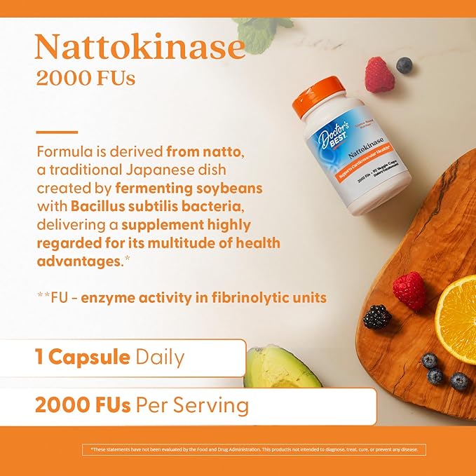 Doctor's Best Nattokinase 2,000 Fu, Non-GMO, Gluten Free, Vegan, Supports Cardiovascular and Circulatory Health, 90 VC
