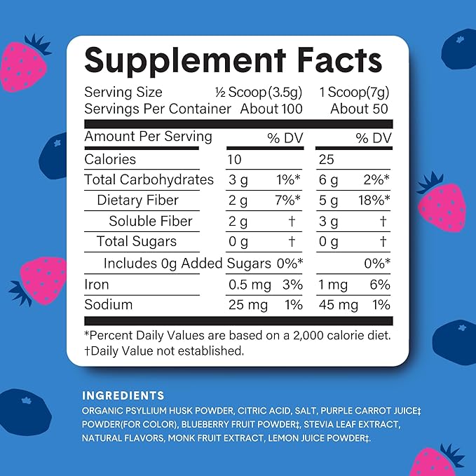 Bellway Super Fiber Powder + Fruit (3 Pack), Sugar Free Organic Psyllium Husk Powder Fiber Supplement for Regularity, Bloating Relief & Gut Health, Non-GMO, Plant-Based, Mixed Berry (150 Servings)