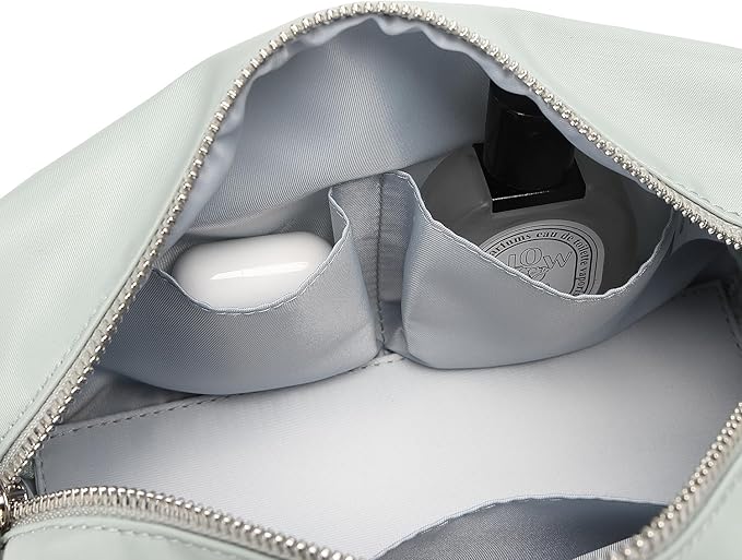 Organizer Bag Lightweight Cosmetic Bag with Ring Clasp Perfect Travel Makeup Bag for Women nylon Stand Up Design (Grey/Nylon)