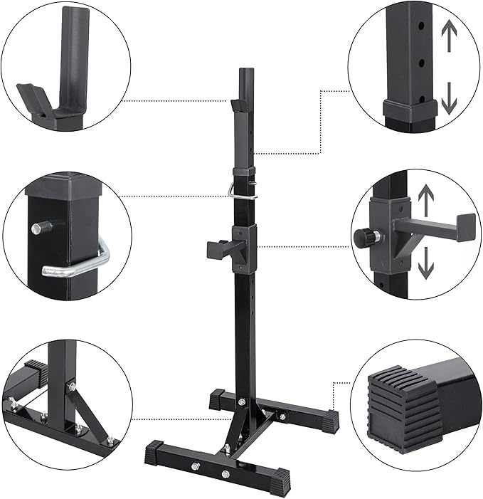 ANT MARCH Pair of Adjustable Height 40"-66" Portable Dumbbell Racks Sturdy Steel Squat Rack Barbell Free Bench Press Stands Home Gym Load 550Lbs Dipping Station