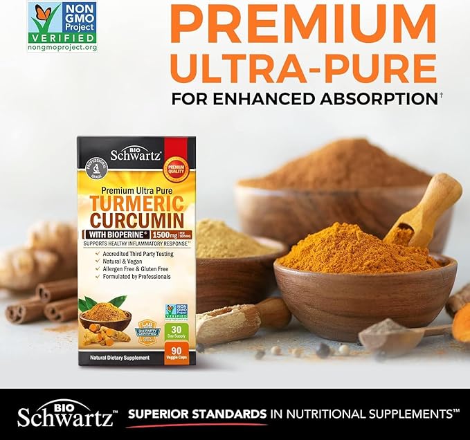 Turmeric Curcumin with Black Pepper Extract 1500mg - High Absorption Ultra Potent Turmeric Supplement with 95% Curcuminoids and BioPerine - Non GMO Tumeric Capsules for Joint Support - 90 Capsules