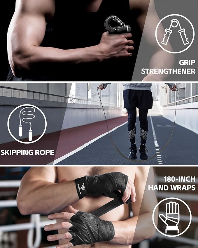 Punching Bag for Adults, 4ft PU Heavy Boxing Bag Set 12OZ Gloves for MMA Muay Thai Kickboxing Training Home Gym, Martial Art (Unfilled)
