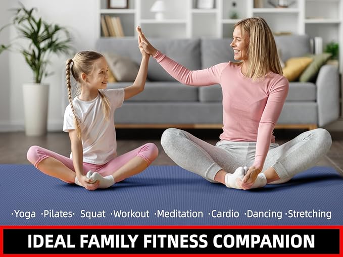 Extra Large Exercise Mat, 10'x6'/9'x6'/8'x6'/7'x5'/6'x4' (8mm/10mm) Thick Workout Mat for Home Gym Flooring, Garage, Shoe-Friendly, High-Density, MMA, HIIT, Weight Lifting, Cardio&Strength