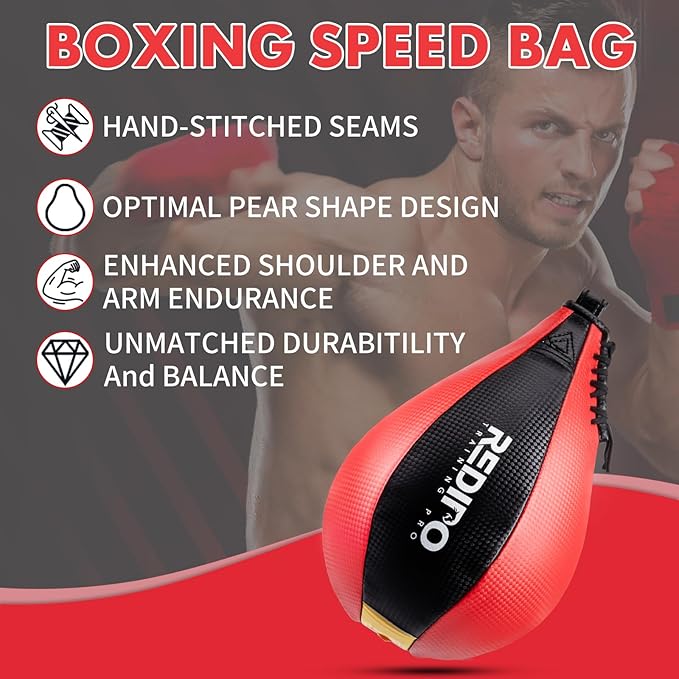 Boxing Speed Bag - PU Leather Speed Punching Ball for Boxing, MMA Training Speed Ball Reflex Ball Boxing Equipment, Punching Bag Workout Kicking Training Home Gym Exercise Speed Ball