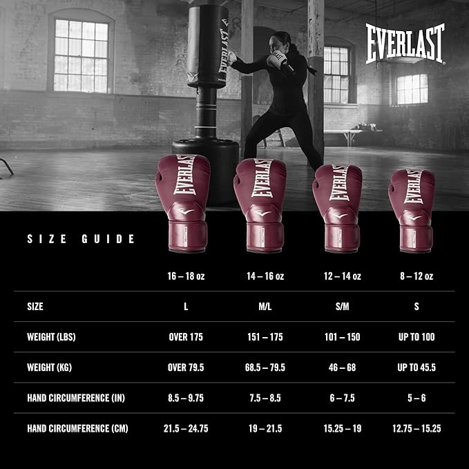 Everlast Elite 2 Boxing Gloves, Pro Training Gloves for Men and Women, Secure Fit Hook and Loop Closure & Ventilation, Heavy Bag & Speedbag Training.