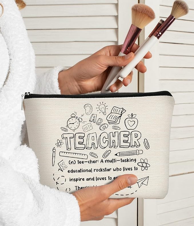 Teacher Survival Kit Bag - Makeup Bag for Women, Small Cosmetic Bag for Teacher Appreciation, Graduation & Birthday Gifts