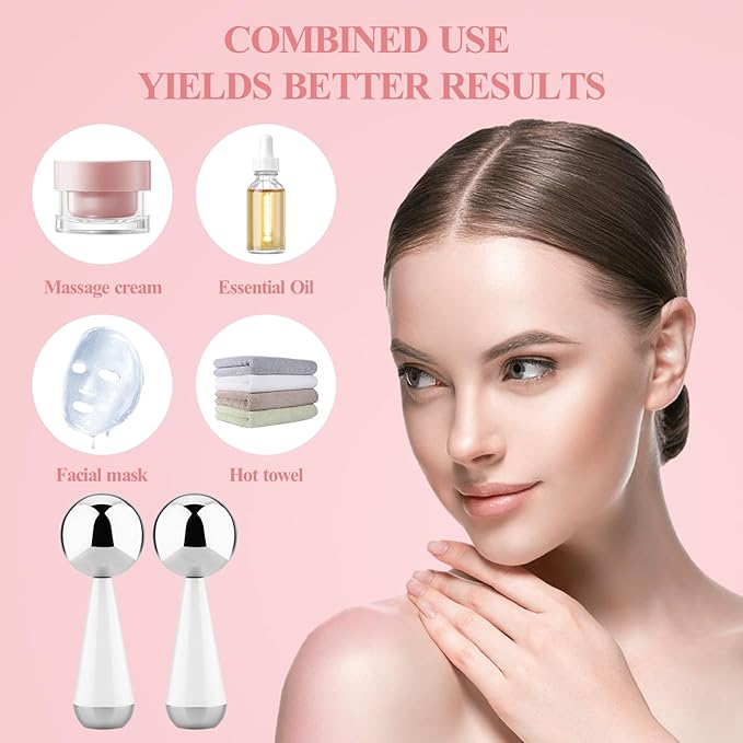 Cryo Sticks for Face - Facial Skin Care Tools for Women Face Eyes, Ice Globes-Cooling Massage Tools, Ice Globes for Face - 360 Rotating Unbreakable Stainless Steel Cooling Face Globes