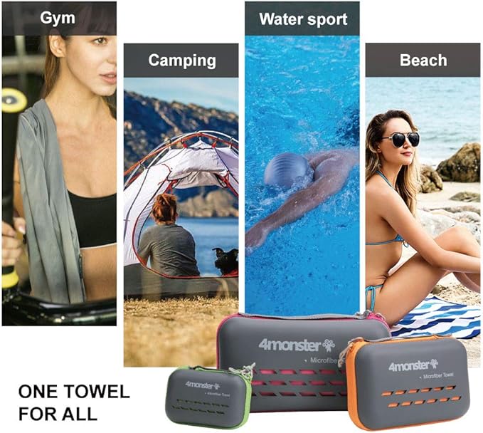 4Monster Camping Towels Super Absorbent (59.00" x 30.00", Blue)