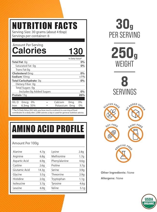 BulkSupplements.com Organic Rice Protein Powder - Unflavored Protein Powder, Plant Protein Powder - Vegan, Dairy Free & Gluten Free, 30g per Serving, 250g (8.8 oz) (Pack of 1)