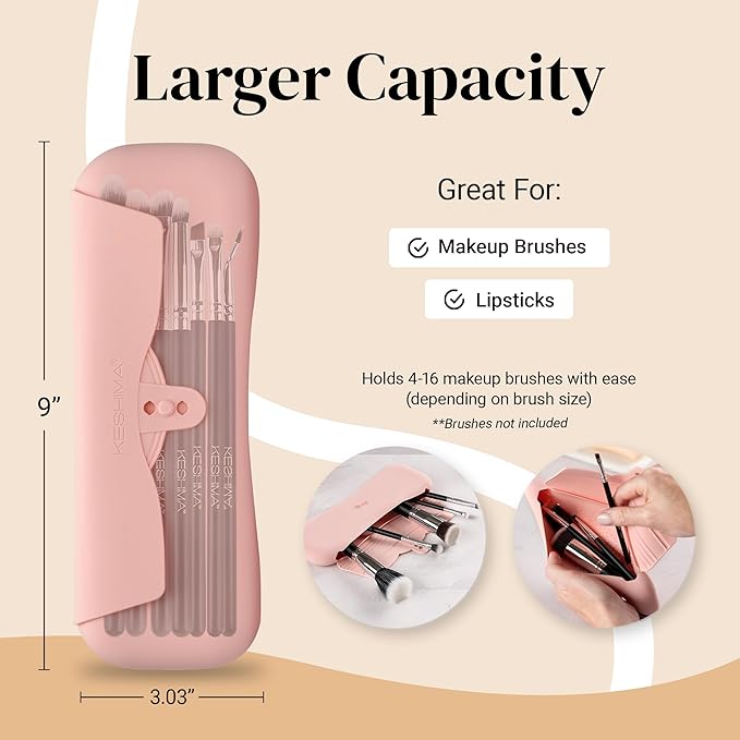 KESHIMA Silicone Makeup Brush Holder - Soft Stylish Travel Makeup Brush Holder for Beauty On-the-Go