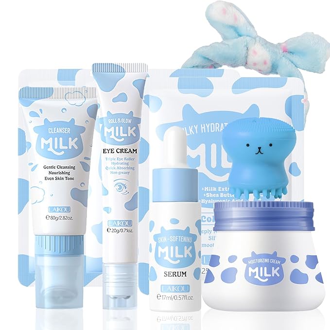Milk Skin Care For Teens 10-12 Set, Milk Extract Skincare For Girls 10-12, Skin Care For Kids Daily Use, Moisturizing, Gentle, All Natural Milk Skincare Kids Skin Care Set For Girls Ages 8-12