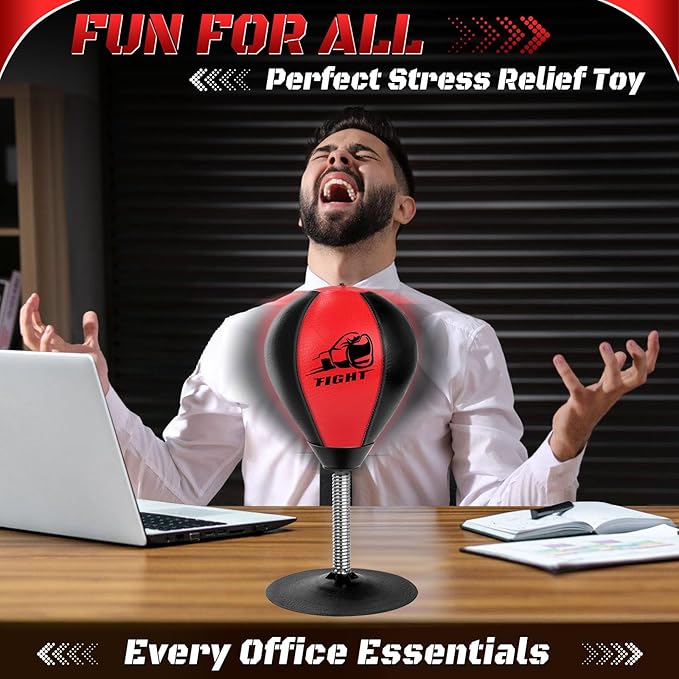 Desktop Punching Bag, Stress Relief Boxing Bag Speed Balls, Desk Punching Bag Stress Buster-Super Suctions to Your Desk, Christmas Thanksgiving White Elephant Gifts for Boss or Coworker