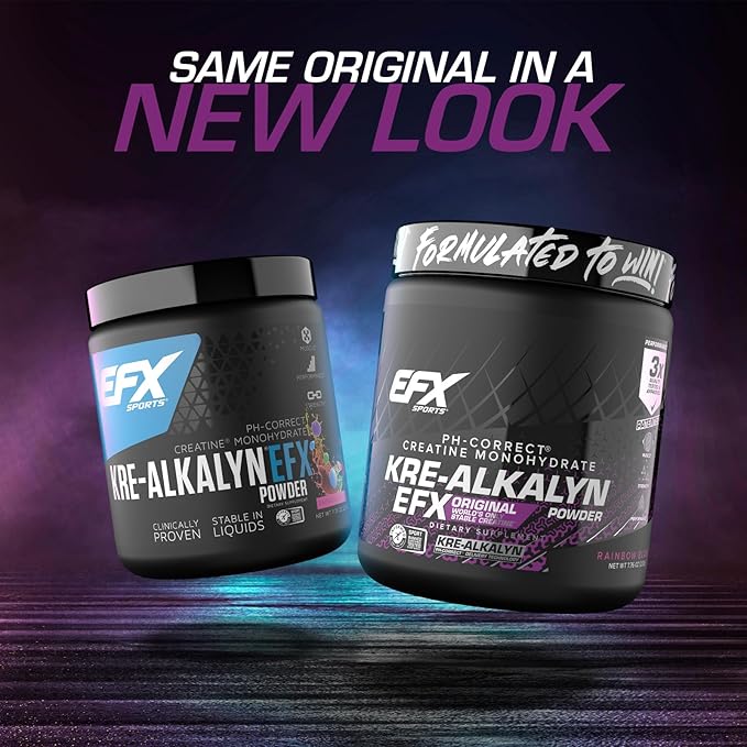 EFX Sports Kre-Alkalyn EFX Powder | pH Correct Creatine Monohydrate Powder Supplement | Strength, Muscle Growth & Performance | 110 Servings (Rainbow Blast)