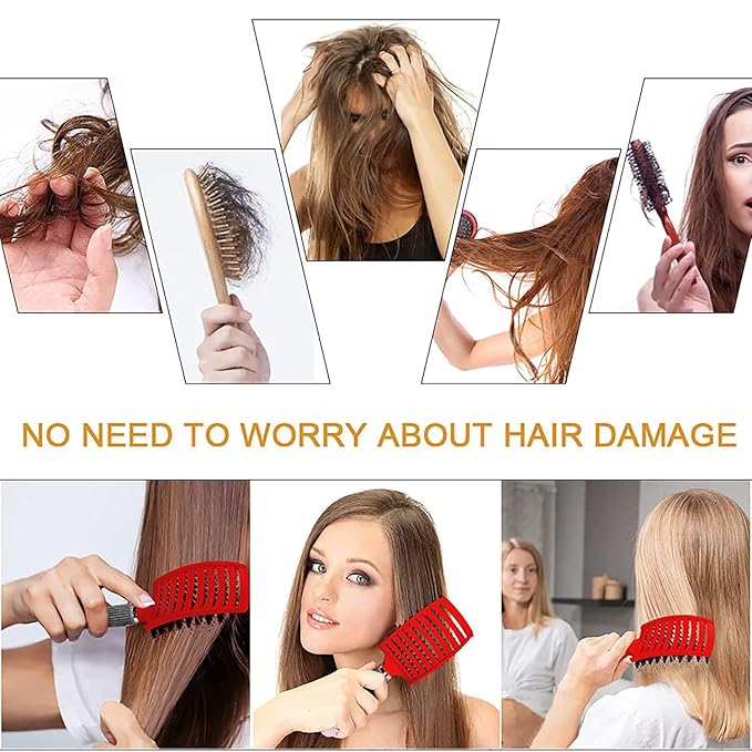 Hair Brush, Magical Detangling Brush, Vented Hair Brush for Wet or Dry Detangling, Fast Drying Styling Massage Hairbrush, Gold, Unisex Adults, Teens, Kids, Seniors