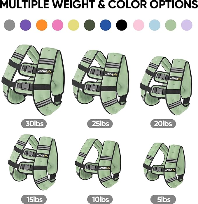 APEXUP Weighted Vest with 5lbs/10lbs/15lbs/20lbs/25lbs/30lbs Weights and Reflective Stripe, Weight Vest Men Women for Workout, Strength Training, Running