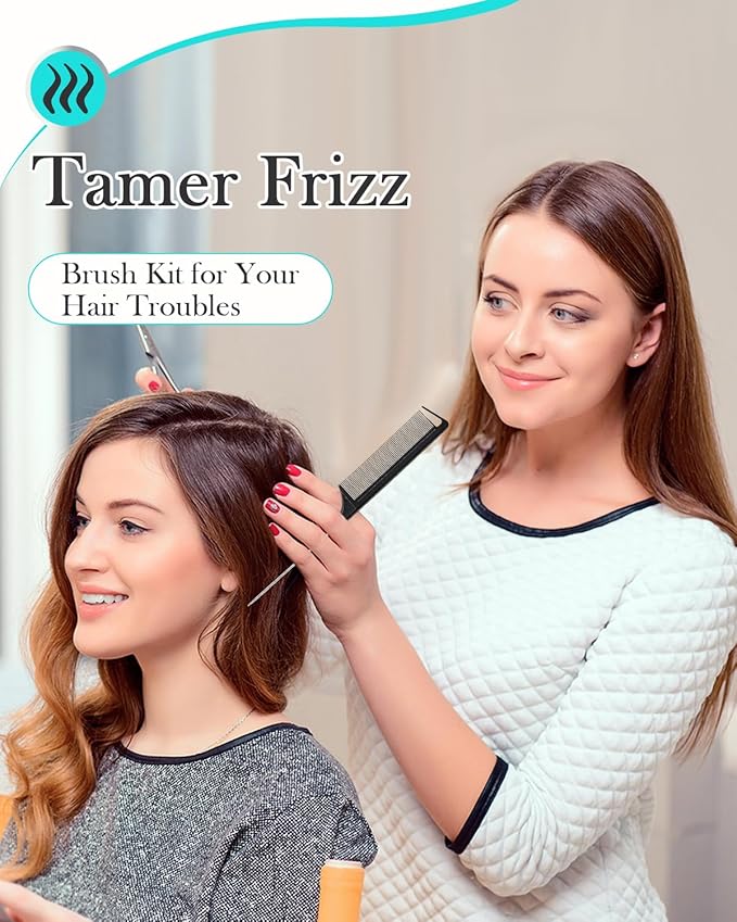 Hair Styling Brush Set - Slick Back Comb, Edge Control Brush, Rat Tail Comb for Smooth Styling, Frizz Taming, and Parting (3 Pieces)