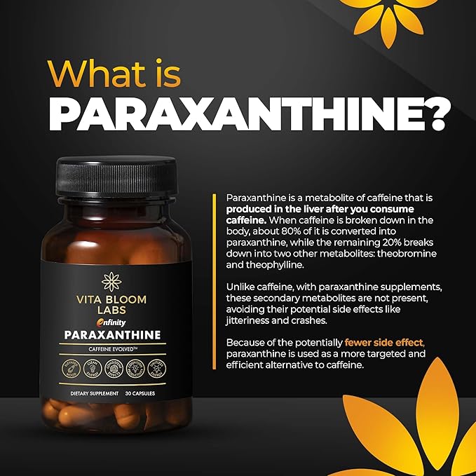 Enfinity Paraxanthine Capsules, Clean Energy & Focus, Caffeine Alternative | 200 mg per Capsule | 30 Capsules per Bottle | Formulated in USA, GMP Certified, Non-GMO, Kosher