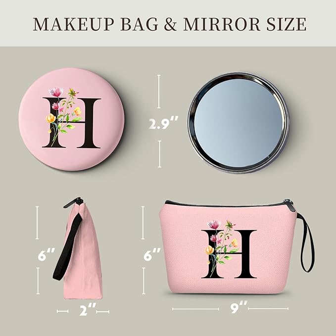 SEAMOON Birthday Inspirational Bridesmaid Proposal Team Small Gifts for Women Mom Aunt Teacher Sister Coworkers Makeup Cosmetic Bag Travel with Mirror Mothers Day Christmas Graduation H