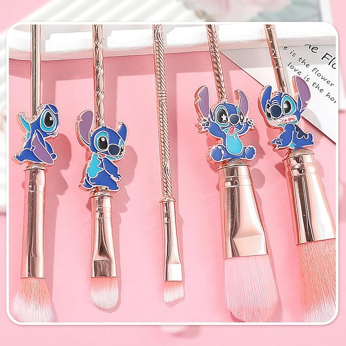 Stitch Travel Makeup Bag Large Capacity Cosmetic Bags Cartoon PU Small Skin Care Bags for Girls Women Mirror Makeup Brush