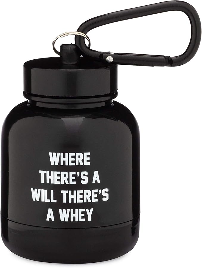 Protein Powder & Supplement Funnel Keychain, Portable To-Go Container for The Gym, Workouts, Fitness, & Travel - TSA Approved, Where There's A Will There's A Whey