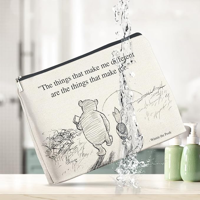 YeleY Pooh Bear Gifts for Women Girls, Classic Pooh Bear Makeup Bag Inspirational Gift for Girls Women Friends Sisters Daughter Pooh Bear Cosmetic Bag
