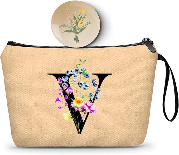 SEAMOON Maid of Honor Friendship Birthday Gifts for Women Her Aunt Sister Bridesmaid Coworkers Bride Personalized Makeup Cosmetic bag with Mirror Mothers Day Christmas Graduation V