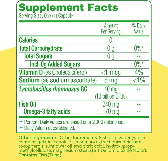 Culturelle 3-in-1 Complete Probiotic Daily Formula, Once Per Day Probiotic Supplement, Helps Your Digestive System Work Better, Supports Natural Immune Defenses, Plus Omega 3's, Non-GMO, 30 Count