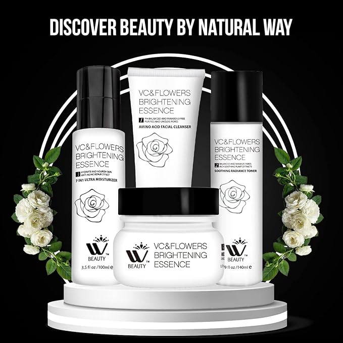 WBM Skincare Beauty Kit -Facial Cleanser & Facial Moisturizer for Sensitive Skin, Witch Hazel Facial Toner with Aloe Vera Formula, Anti-Aging Night Cream for Daily Cleansing & Refreshing Skin