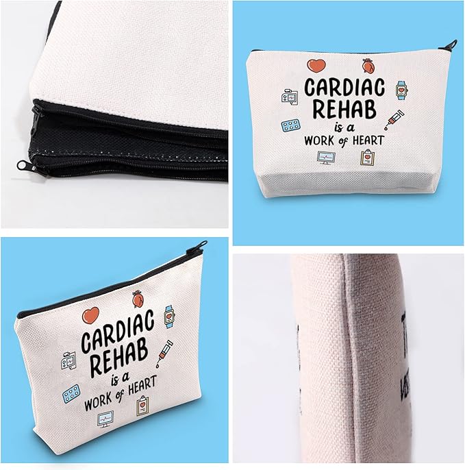 GJTIM Cardiac Rehab Gift Cardiologist Gift Cardiac Rehab Nurse Gift Cardiac Rehab Is A Work Of Heart Makeup Zipper Pouch (Cardiac Rehab Bag)