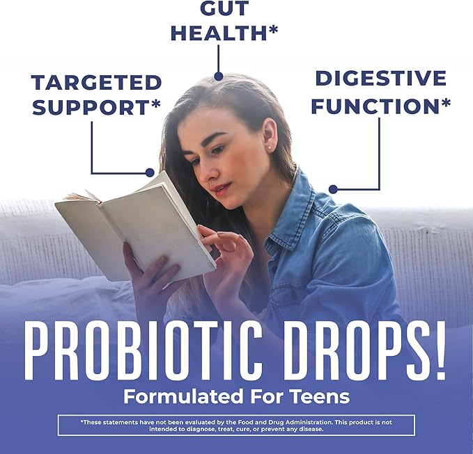 MaryRuth Organics USDA Organic Liquid Probiotic Drops for Teens | Gut Health | Digestive Health | Occasional Digestive Discomfort | Overall Health and Wellness | Non GMO | Vegan | 30 Servings