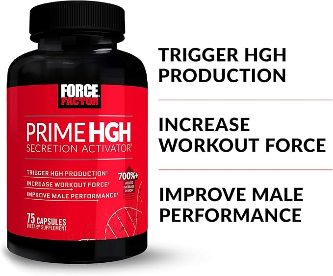 FORCE FACTOR Prime HGH Secretion Activator, 2-Pack, HGH Supplement for Men with AlphaSize to Help Trigger HGH Production, Increase Workout Force, & Improve Performance, 150 Capsules