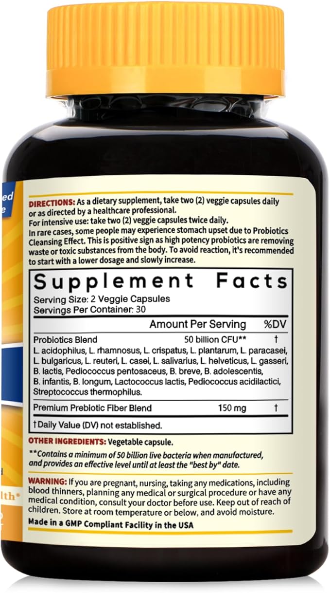 NewRhythm Probiotics 50 Billion CFU 20 Strains, 120 Veggie Capsules, Targeted Release Technology, Stomach Acid Resistant, No Need for Refrigeration, Non-GMO, Gluten Free