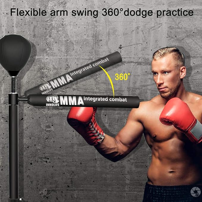 INNOLIFE Boxing Bar Heavy Duty Punching Speed Reflex Skills Training Free Standing Adjustable Height