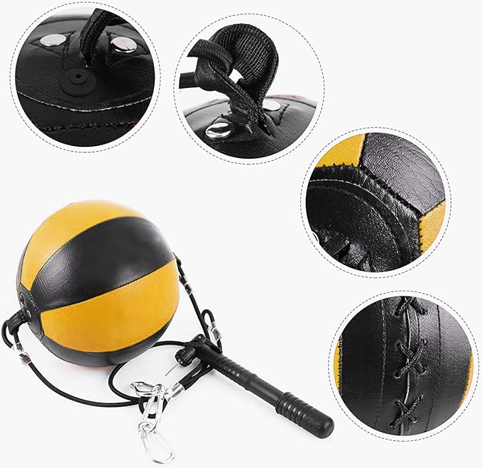 Double End Punching Bag Boxing Striking for Training - Speed Ended Set Includes Reflex Ball Headband and Pump- Portable MMA
