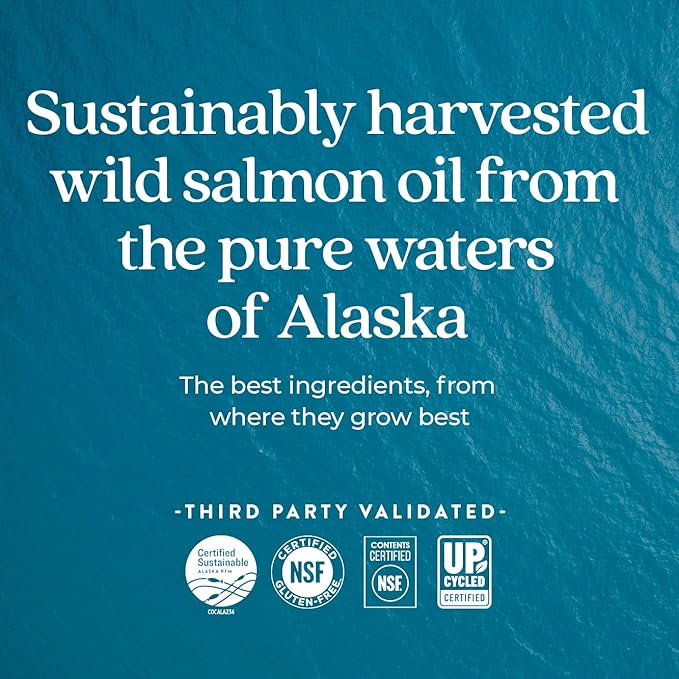 New Chapter Wholemega Fish Oil Supplement - Wild Alaskan Salmon Oil with Omega-3 + Vitamin D3 + Astaxanthin + Sustainably Caught - 120 ct, 1000mg Softgels