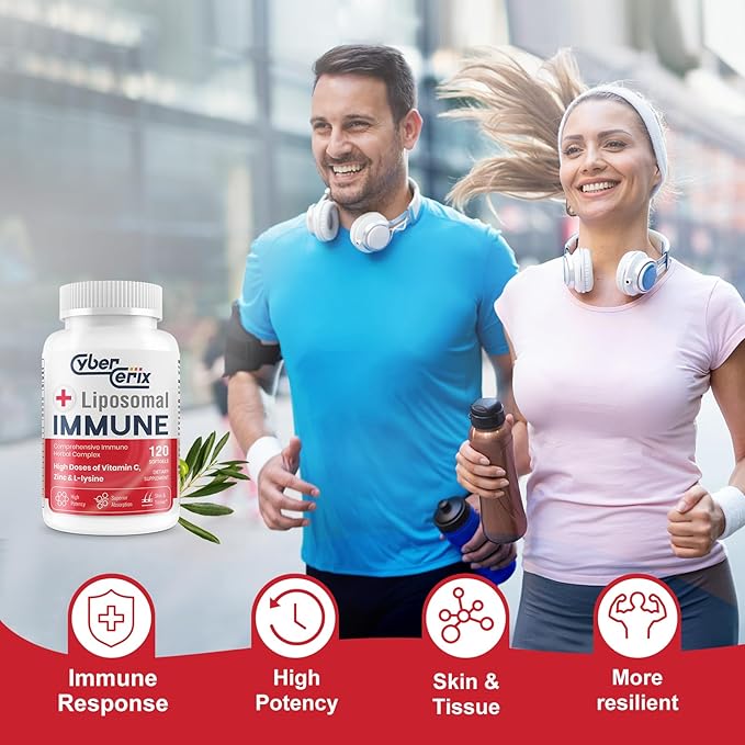 Advanced Liposomal Immune Supplement, Complex with L-Lysine 1,500mg, Vitamins, Minerals & Herbal Extracts, Comprehensive Daily Wellness Blend for Men & Women - 120 Capsules